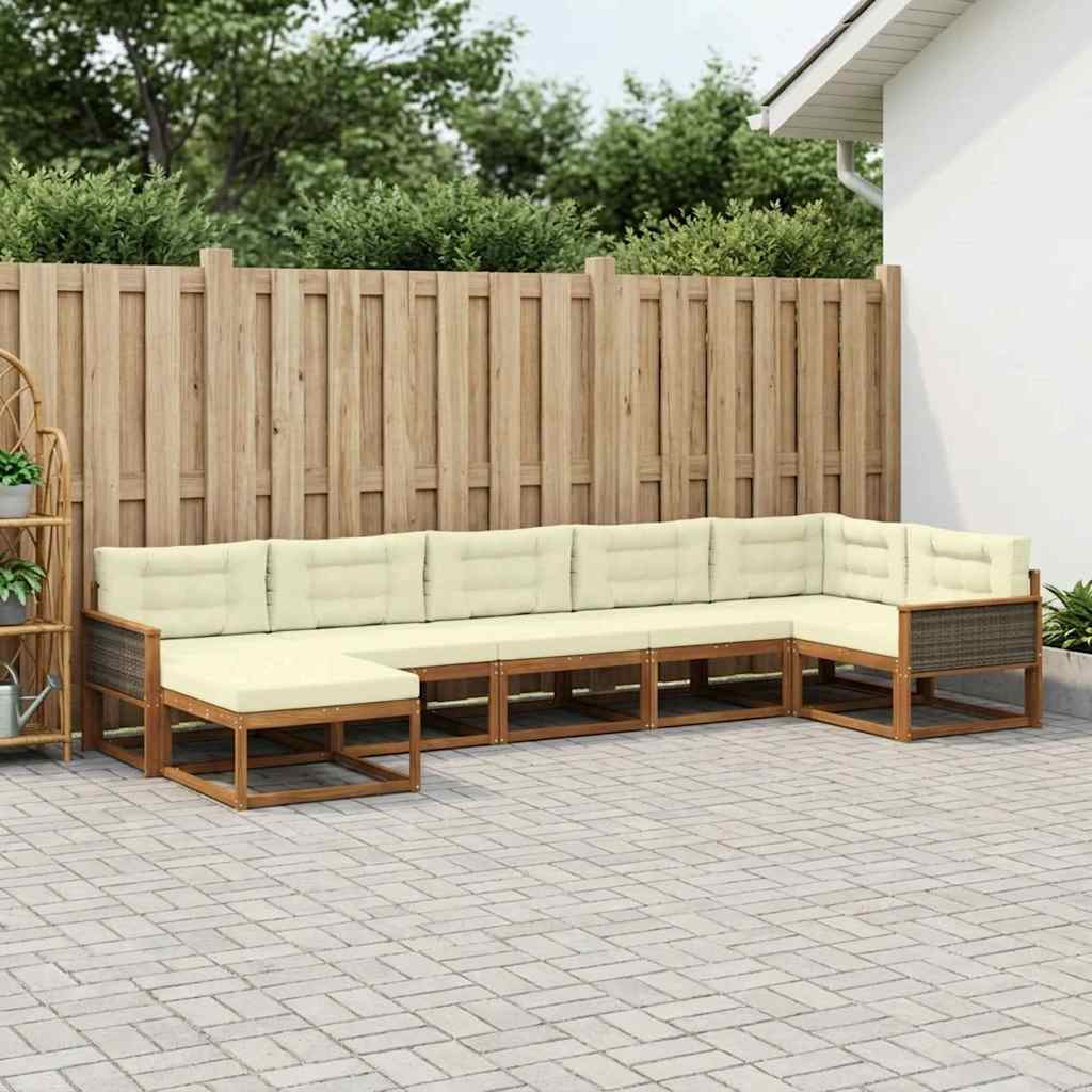 Set vanjskih sofa 7 kom. Prirodna i krem
