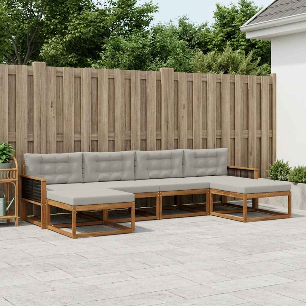 Set vanjskih sofa 6 kom. Prirodna i svjetlosiva