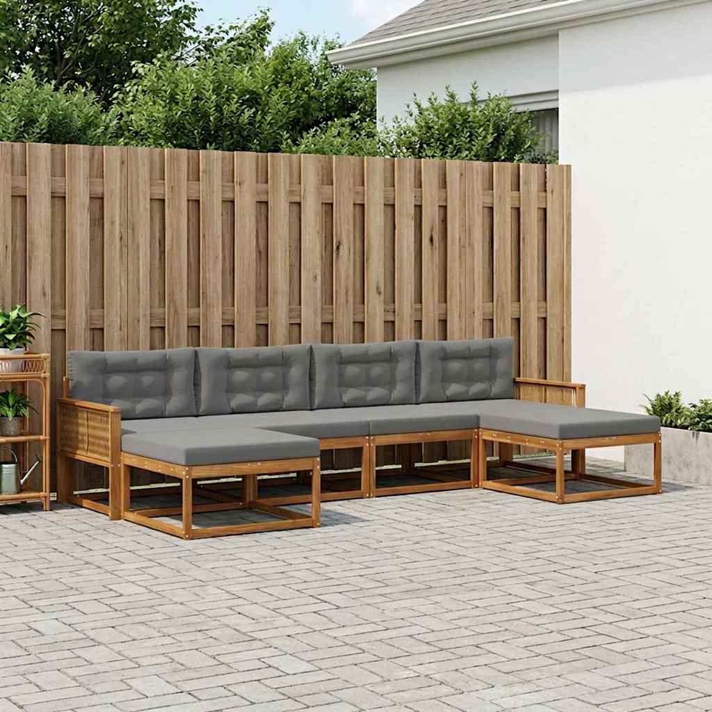 Set vanjskih sofa 6 kom. Prirodna i antracit
