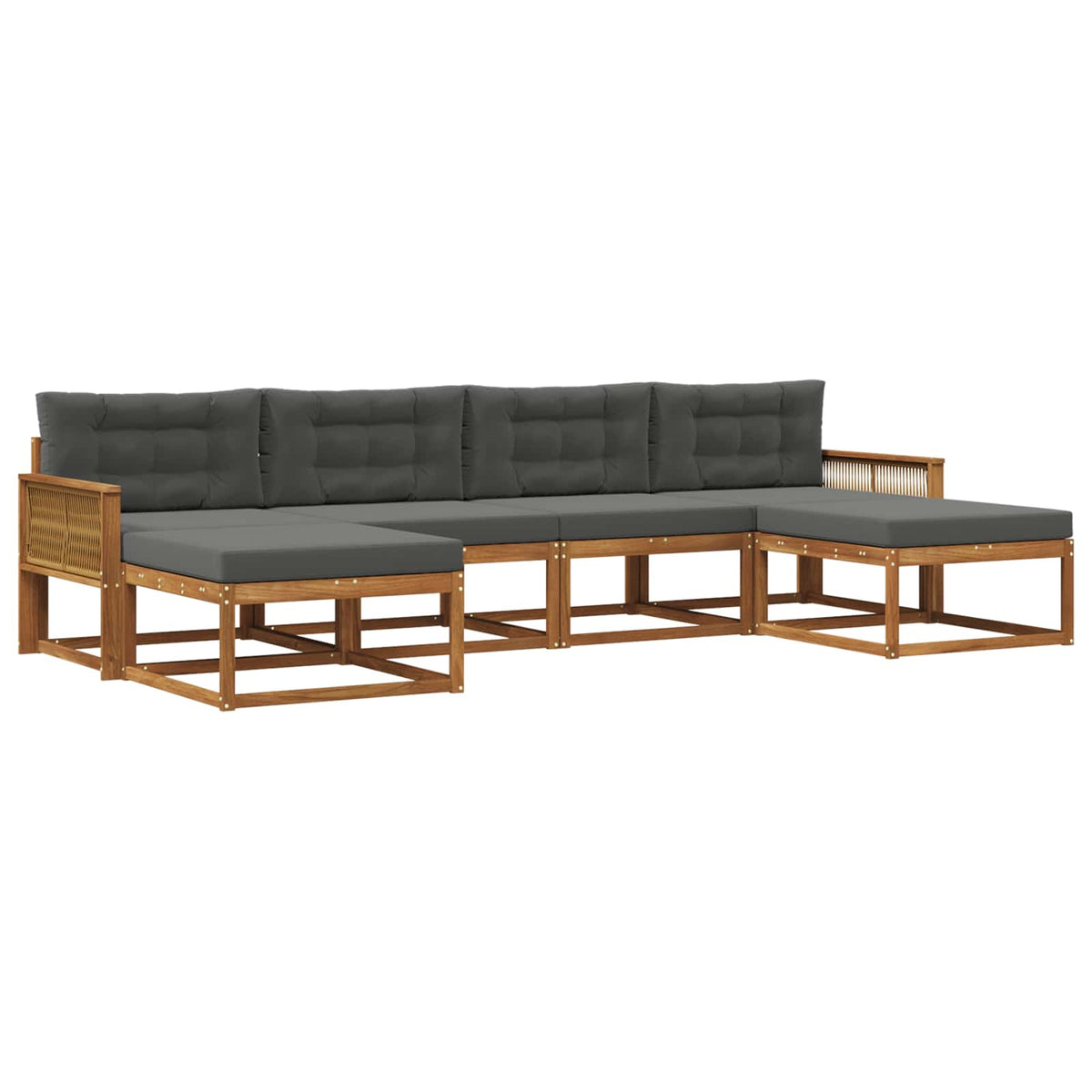 Set vanjskih sofa 6 kom. Prirodna i antracit