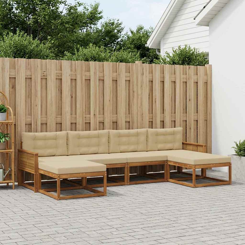 Set vanjskih sofa 6 kom. Prirodna i bež