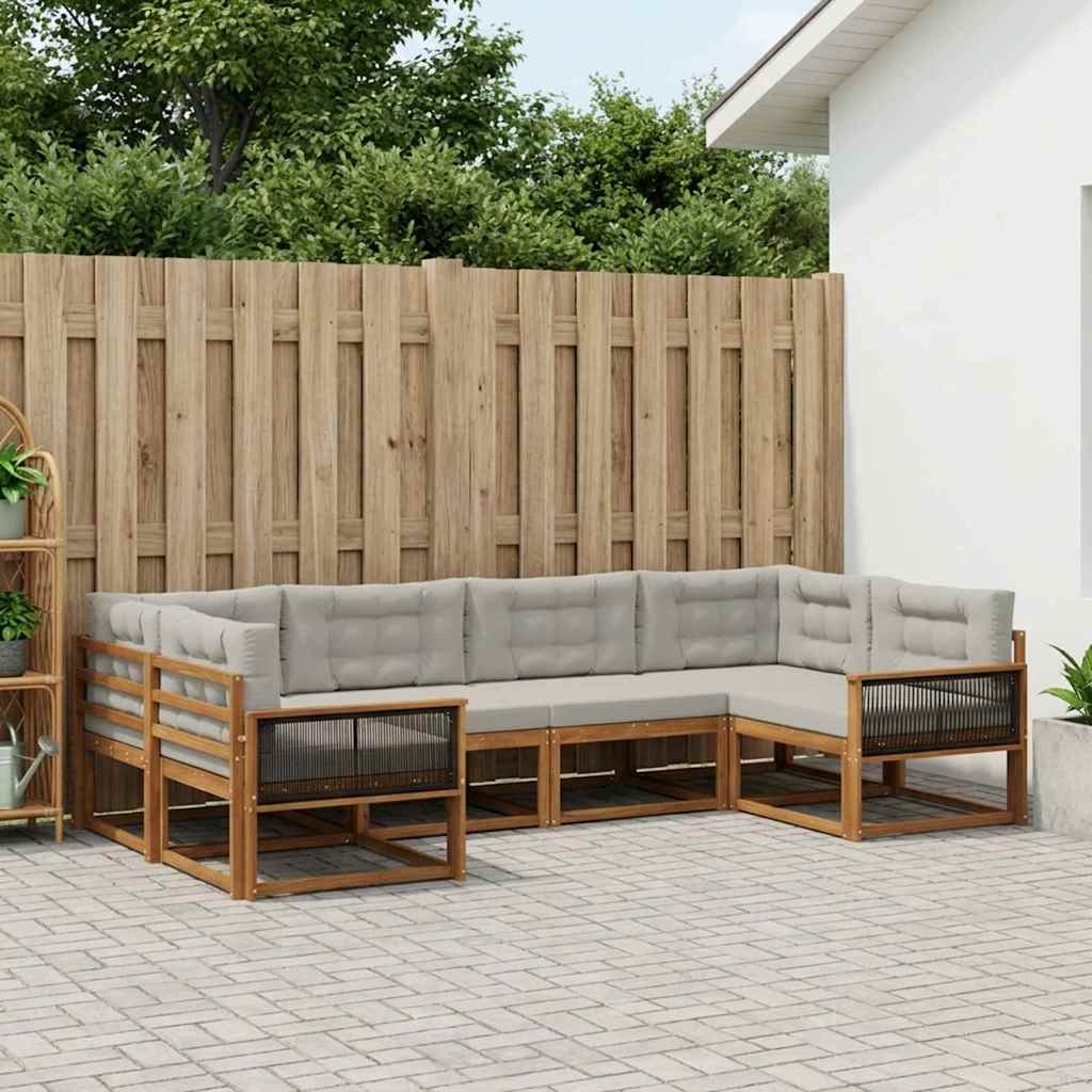 Set vanjskih sofa 6 kom. Prirodna i svjetlosiva