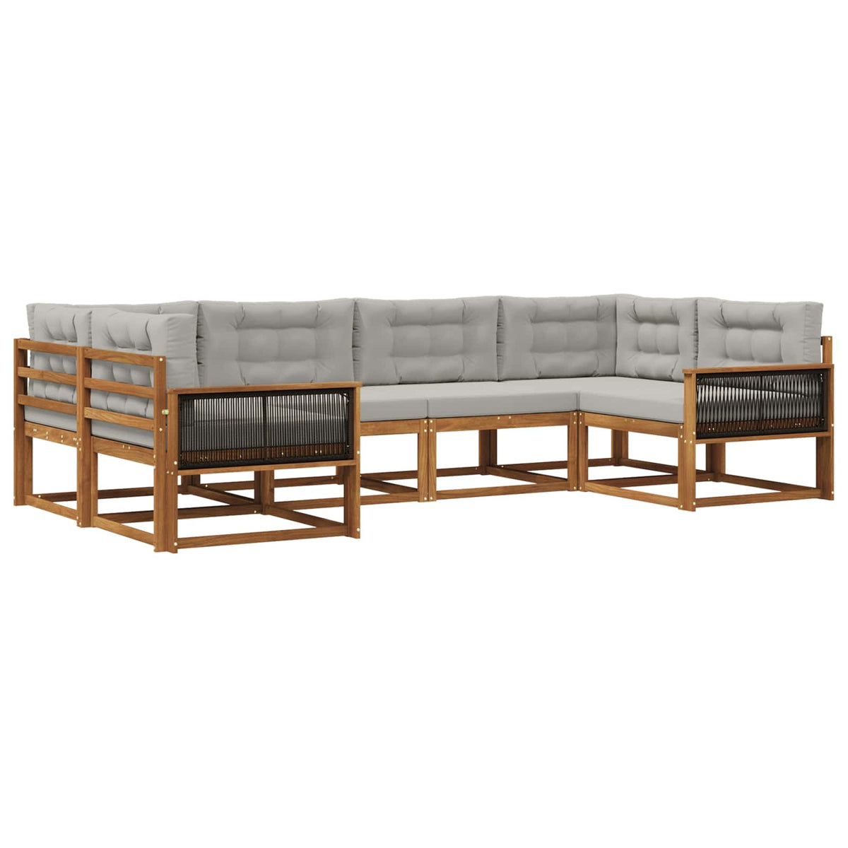 Set vanjskih sofa 6 kom. Prirodna i svjetlosiva