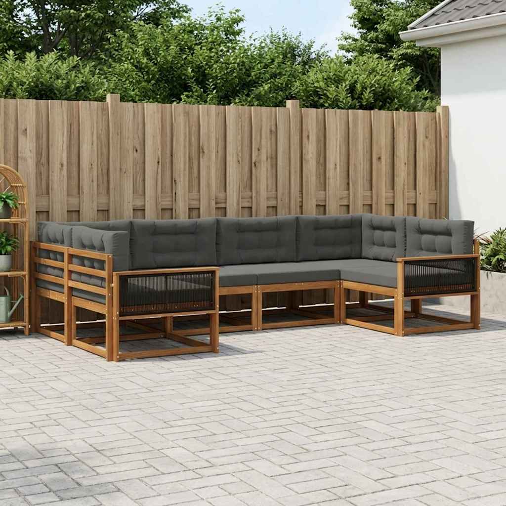 Set vanjskih sofa 6 kom. Prirodna i antracit