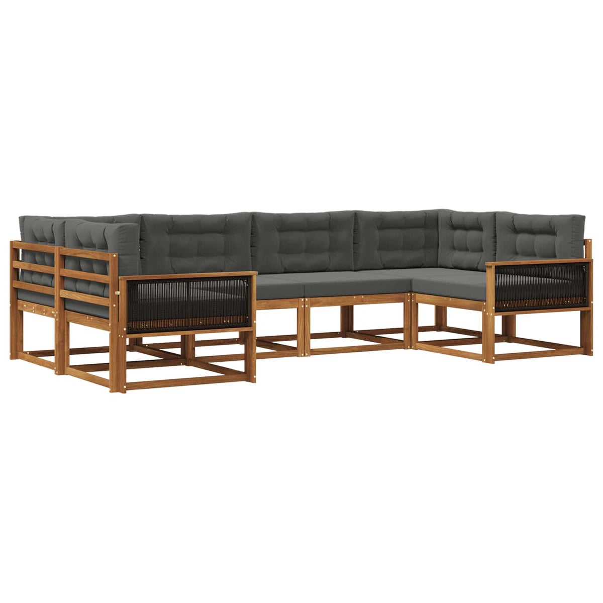 Set vanjskih sofa 6 kom. Prirodna i antracit
