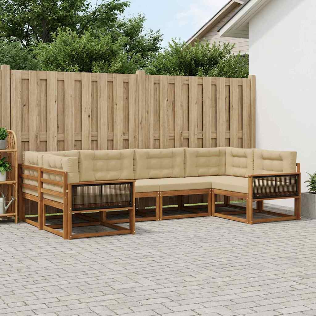 Set vanjskih sofa 6 kom. Prirodna i bež