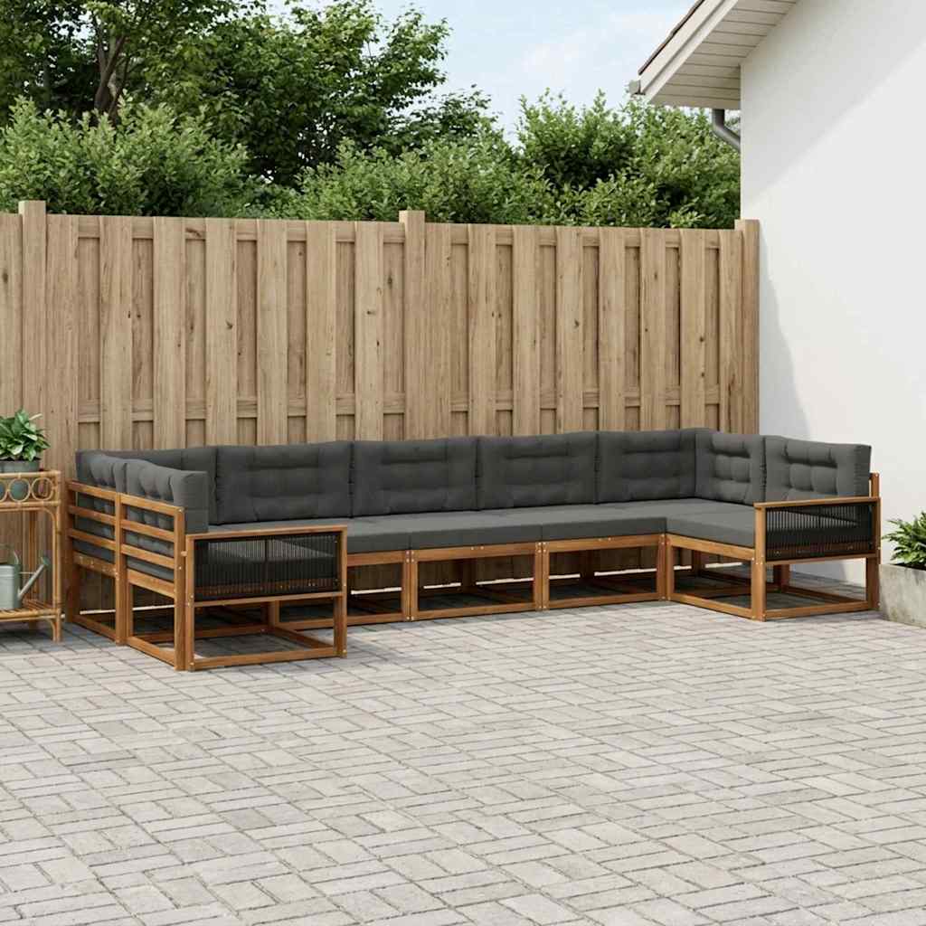 Set vanjskih sofa 7 kom. Prirodna i antracit