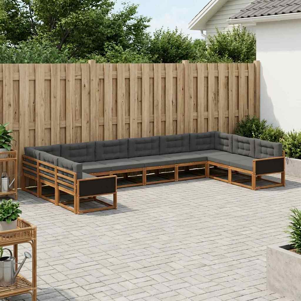 Set vanjskih sofa 10 kom. Prirodna i antracit