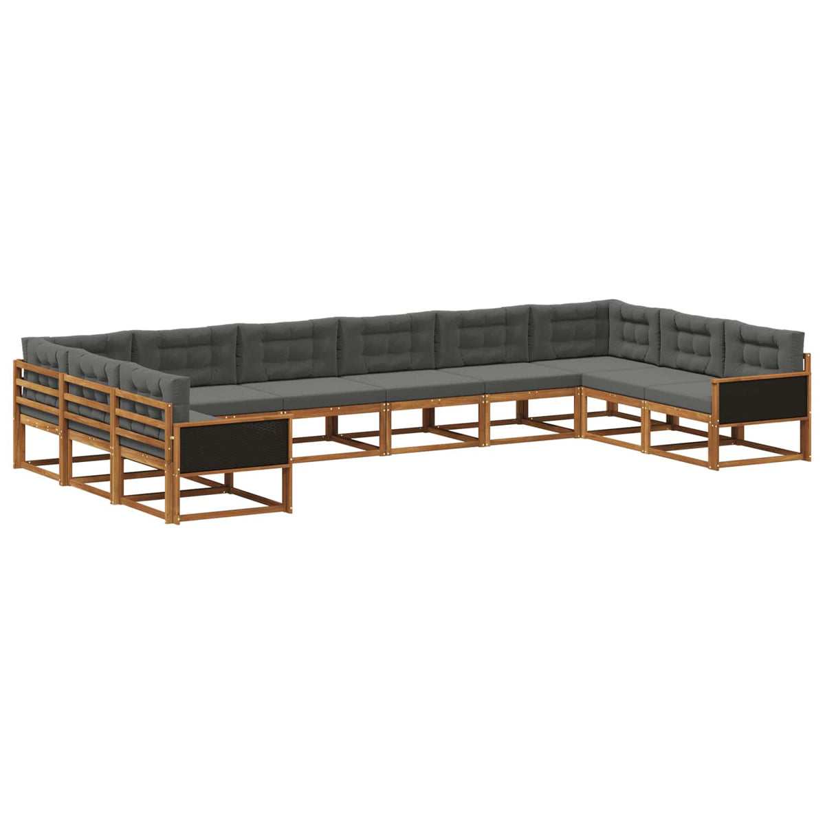 Set vanjskih sofa 10 kom. Prirodna i antracit