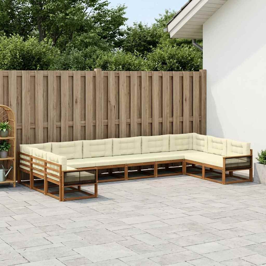 Set vanjskih sofa 10 kom. Prirodna i krem
