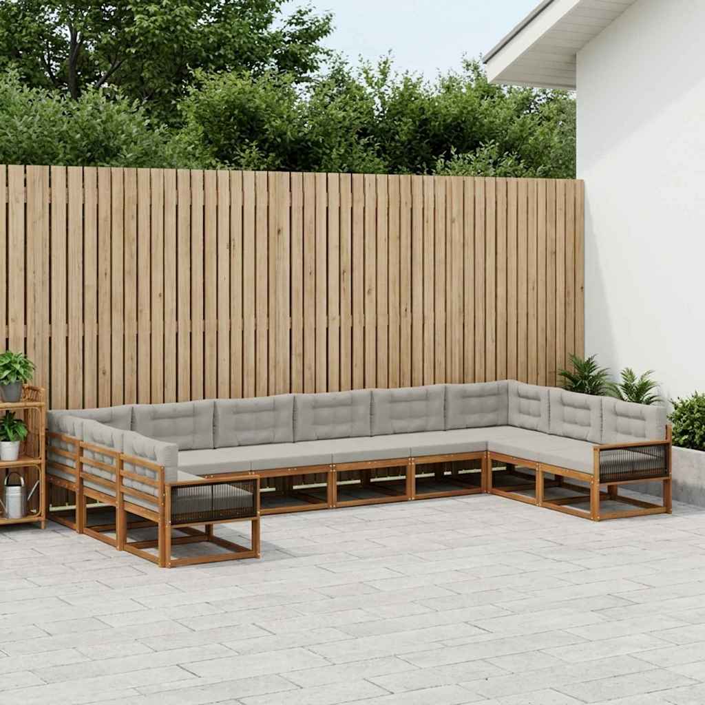 Set vanjskih sofa 10 kom. Prirodna i svjetlosiva