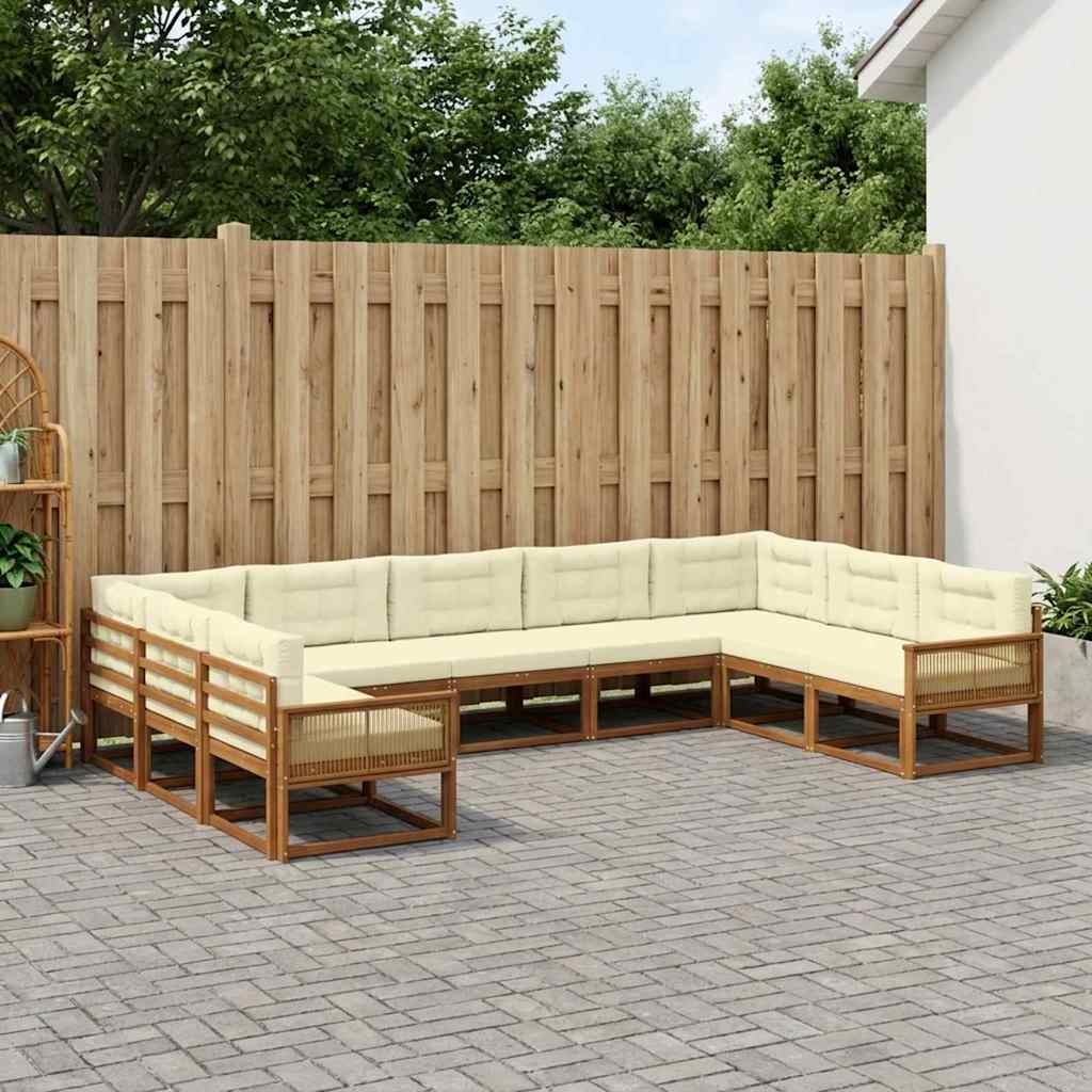 Set vanjskih sofa 10 kom. Prirodna i krem