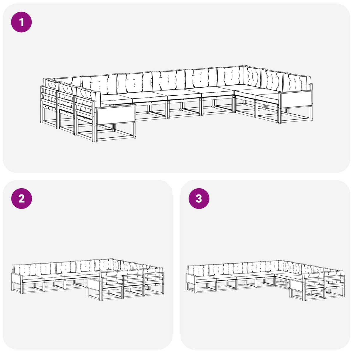 Set vanjskih sofa 10 kom. Prirodna i krem