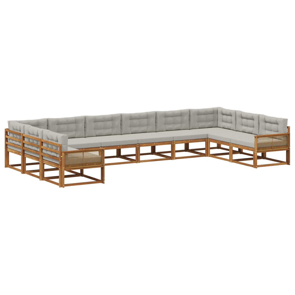 Set vanjskih sofa 10 kom. Prirodna i svjetlosiva