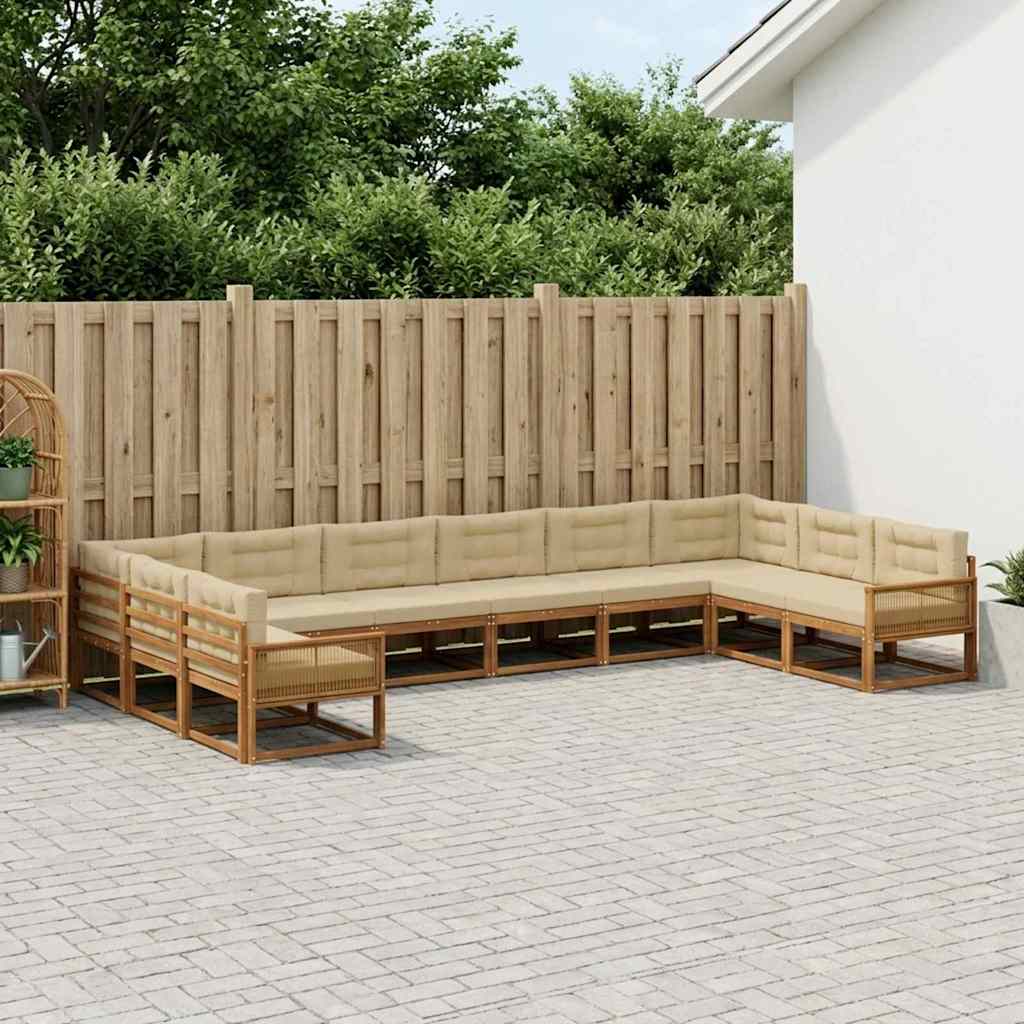 Set vanjskih sofa 10 kom. Prirodna i bež