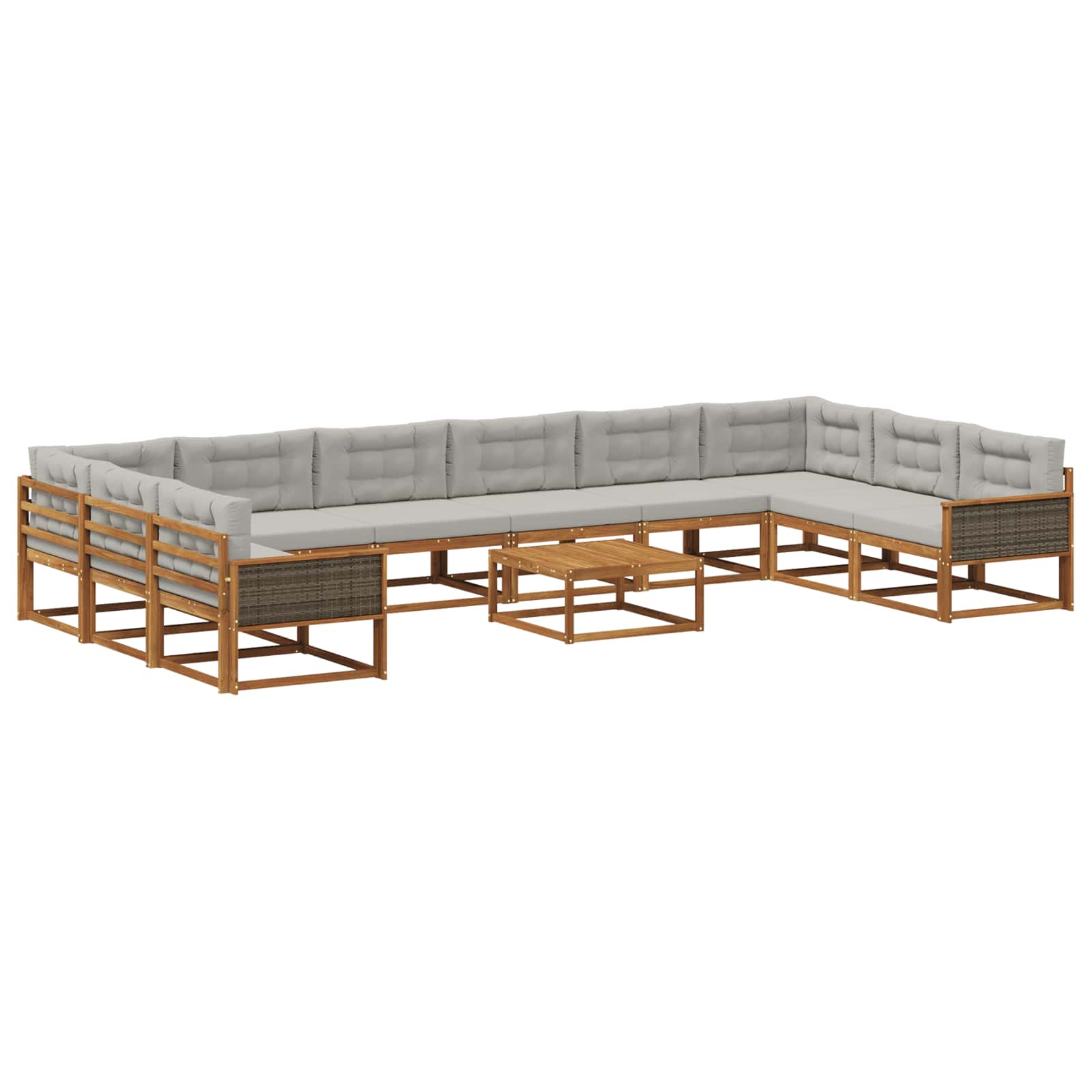 Set vanjskih sofa s jastukom 11 pcs Prirodna i svjetlosiva