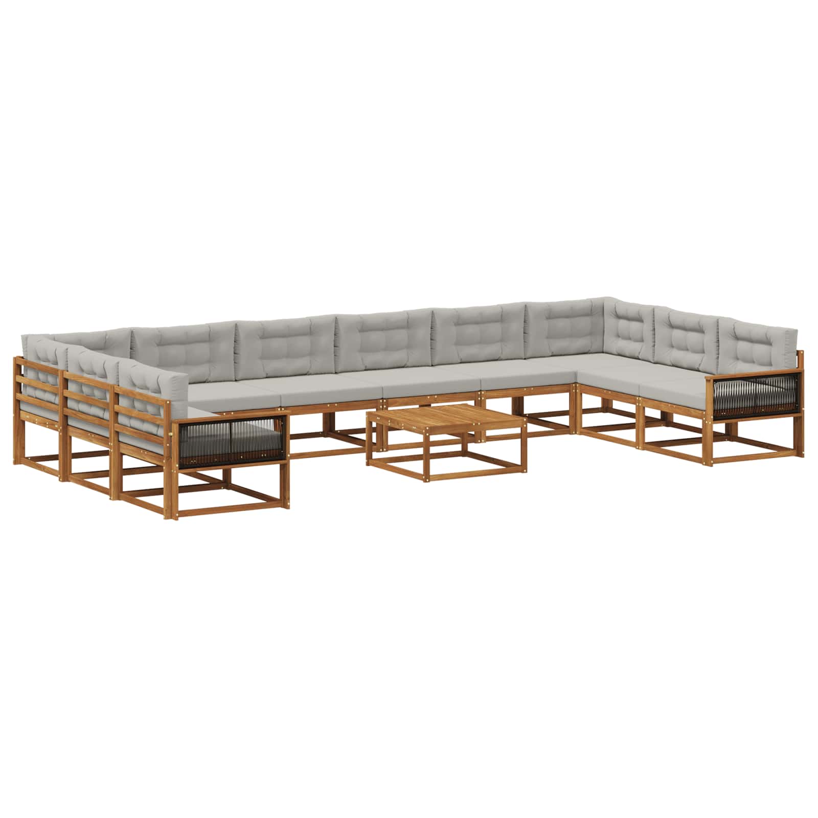 Set vanjskih sofa s jastukom 11 pcs Prirodna i svjetlosiva