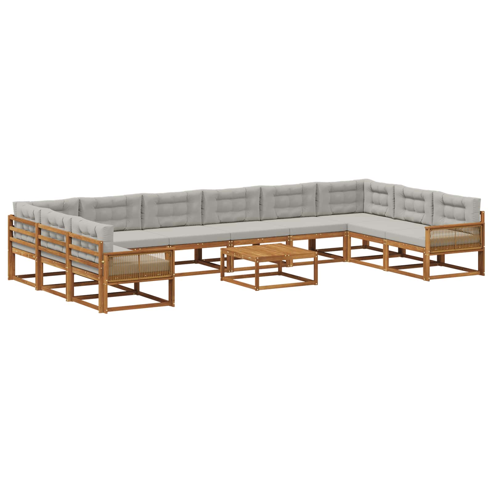 Set vanjskih sofa s jastukom 11 pcs Prirodna i svjetlosiva