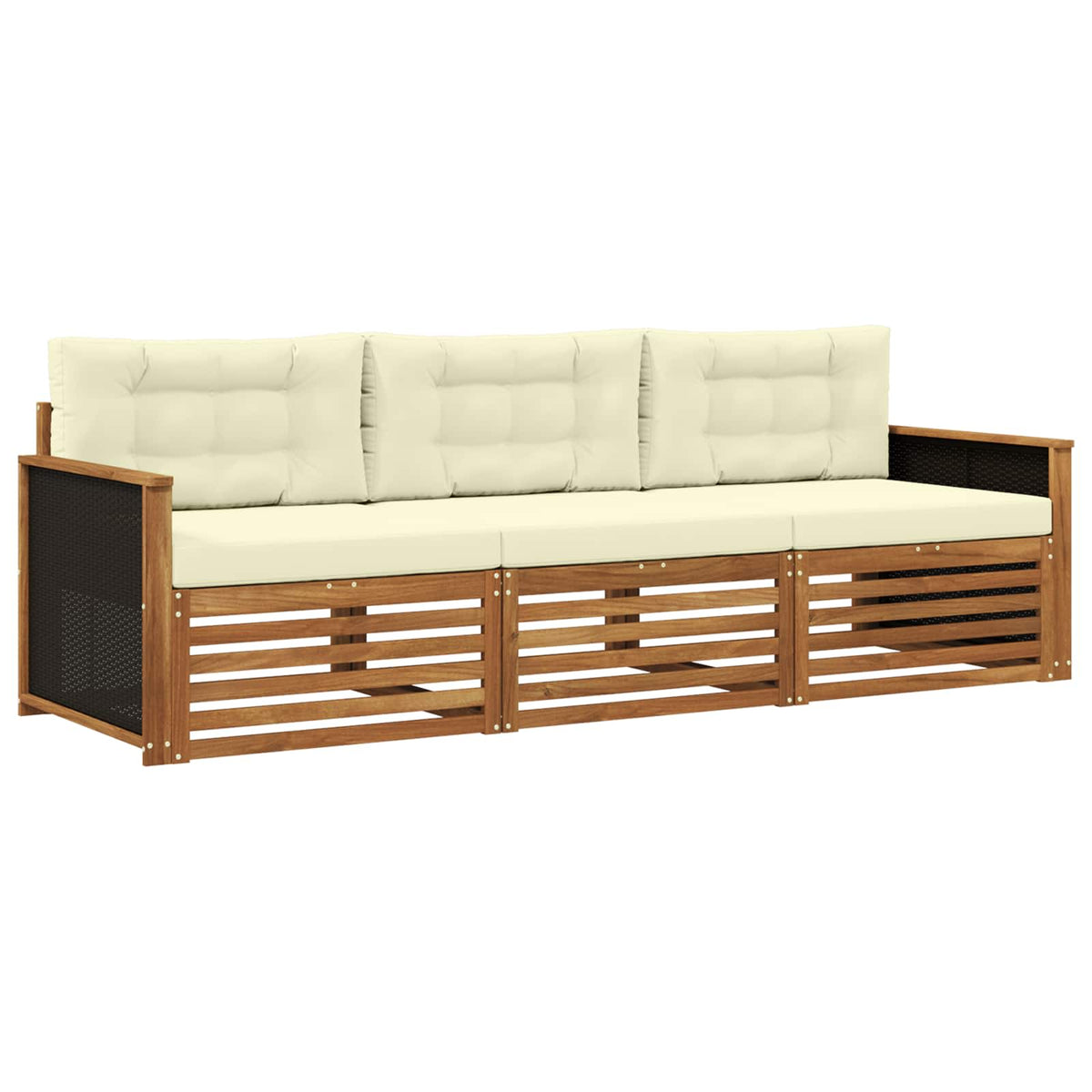 Set vanjskih sofa s jastukom 3 pcs Prirodna i krem Poliester