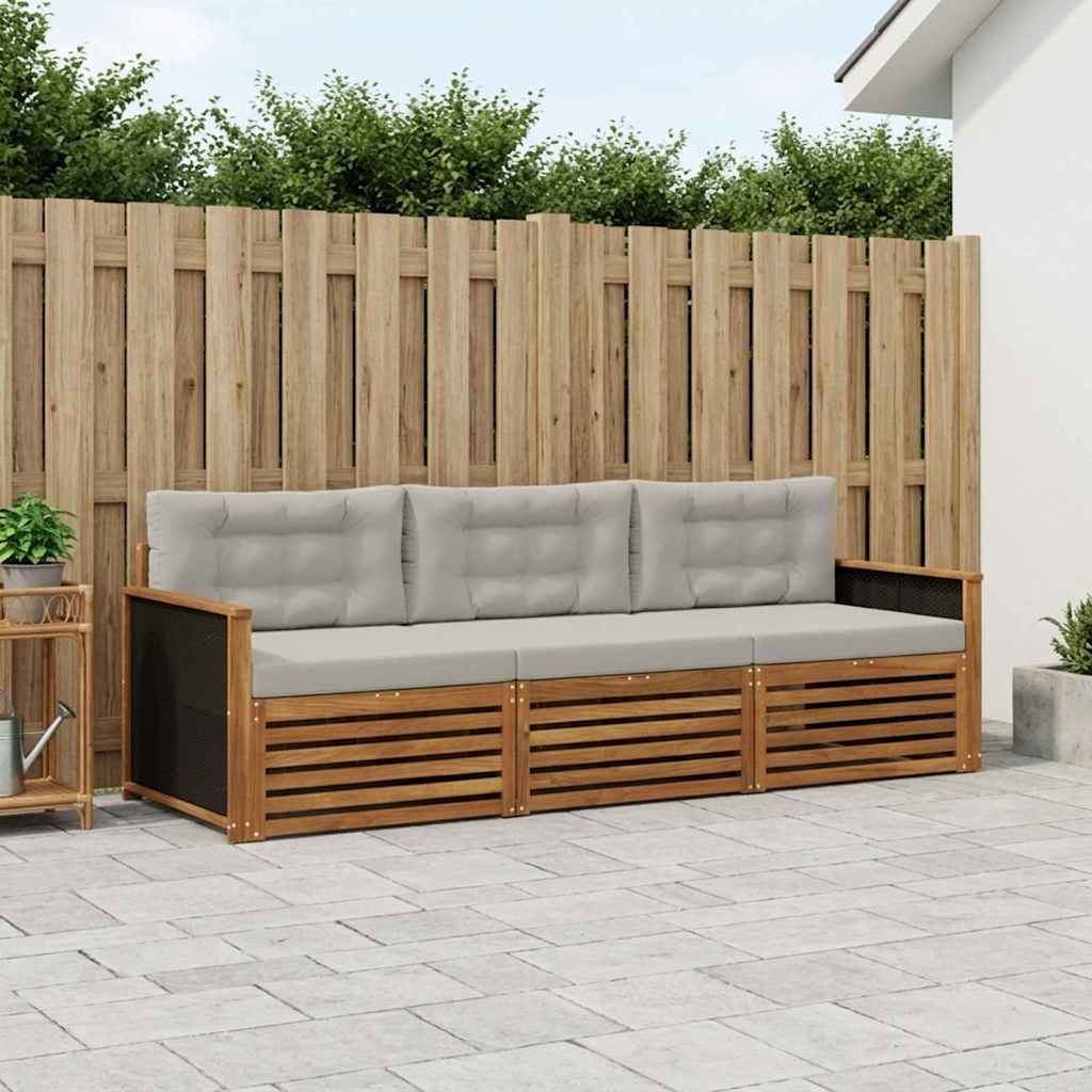 Set vanjskih sofa 3 pcs Prirodna i svjetlosiva Poliester