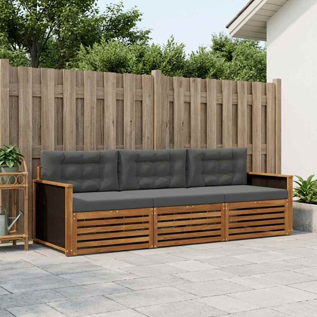 Set vanjskih sofa 3 pcs Prirodna i antracit Poliester
