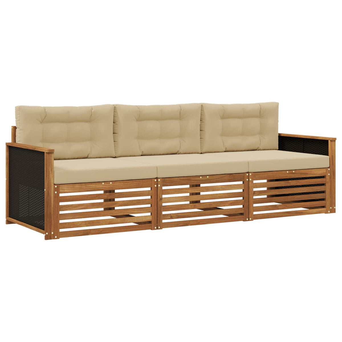 Set vanjskih sofa s jastukom 3 pcs Prirodna i bež Poliester