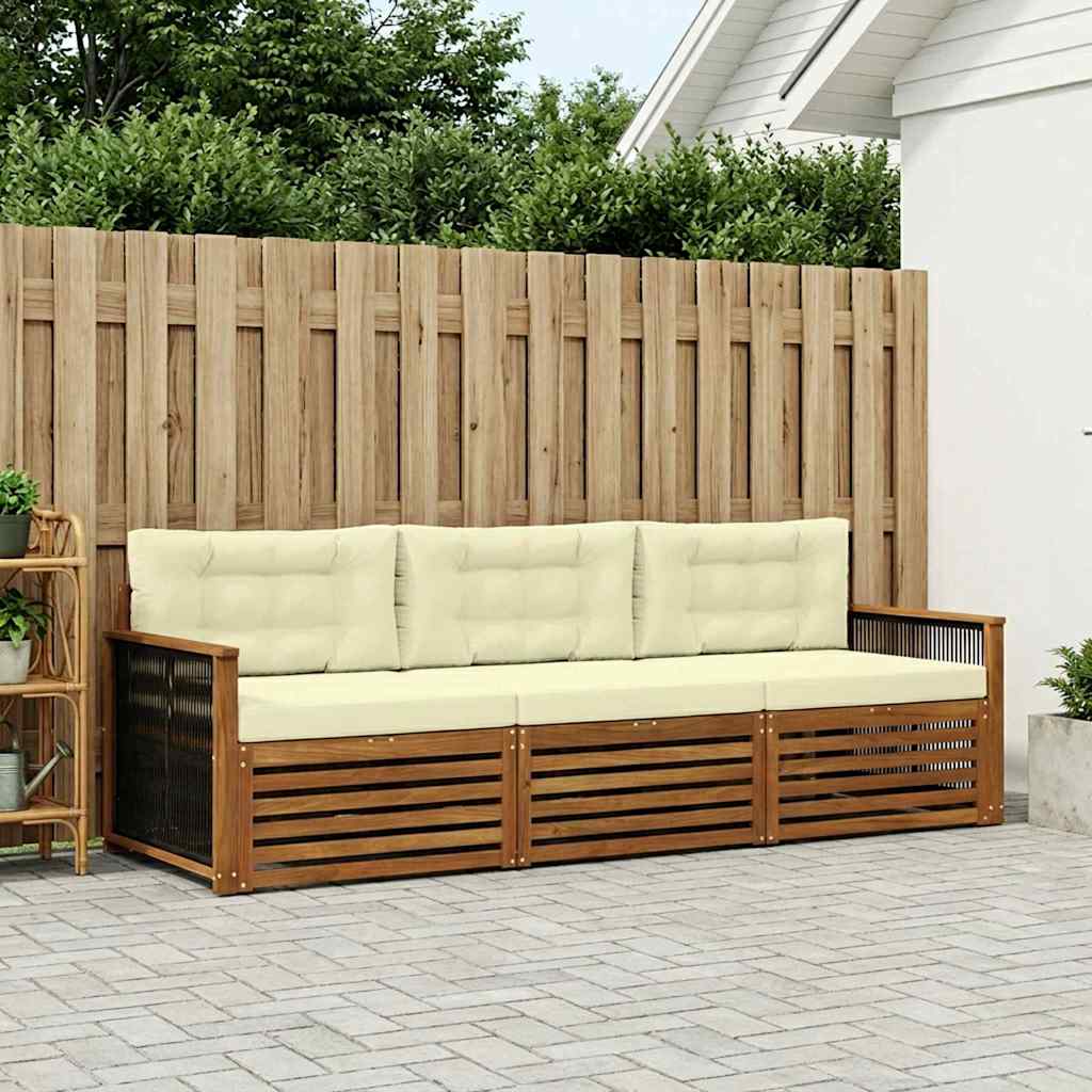 Set vanjskih sofa s jastukom 3 pcs Prirodna i krem