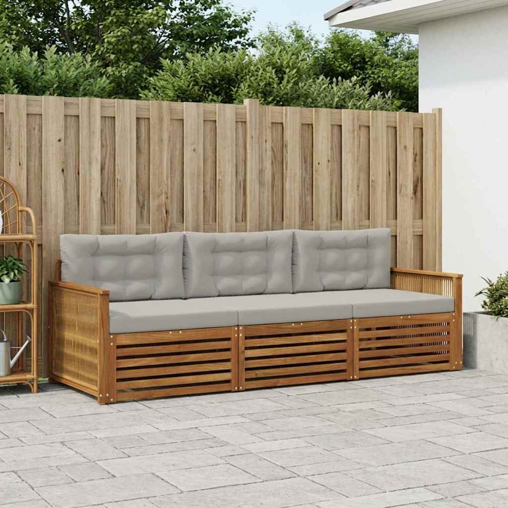 Set vanjskih sofa s jastukom 3 pcs Prirodna i svjetlosiva