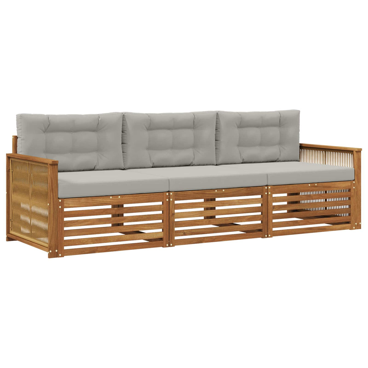 Set vanjskih sofa s jastukom 3 pcs Prirodna i svjetlosiva