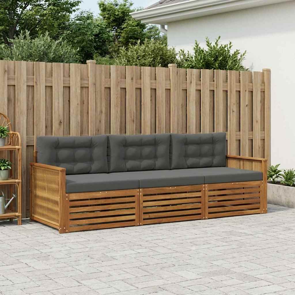 Set vanjskih sofa s jastukom 3 pcs Prirodna i antracit