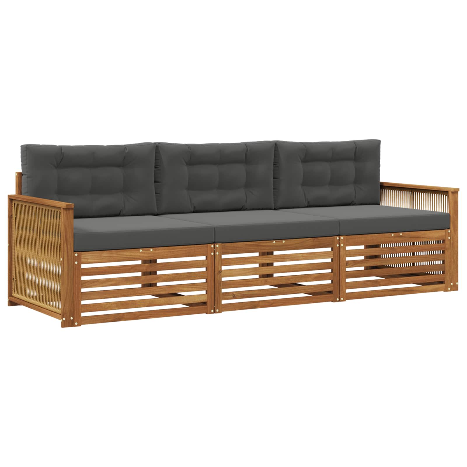 Set vanjskih sofa s jastukom 3 pcs Prirodna i antracit
