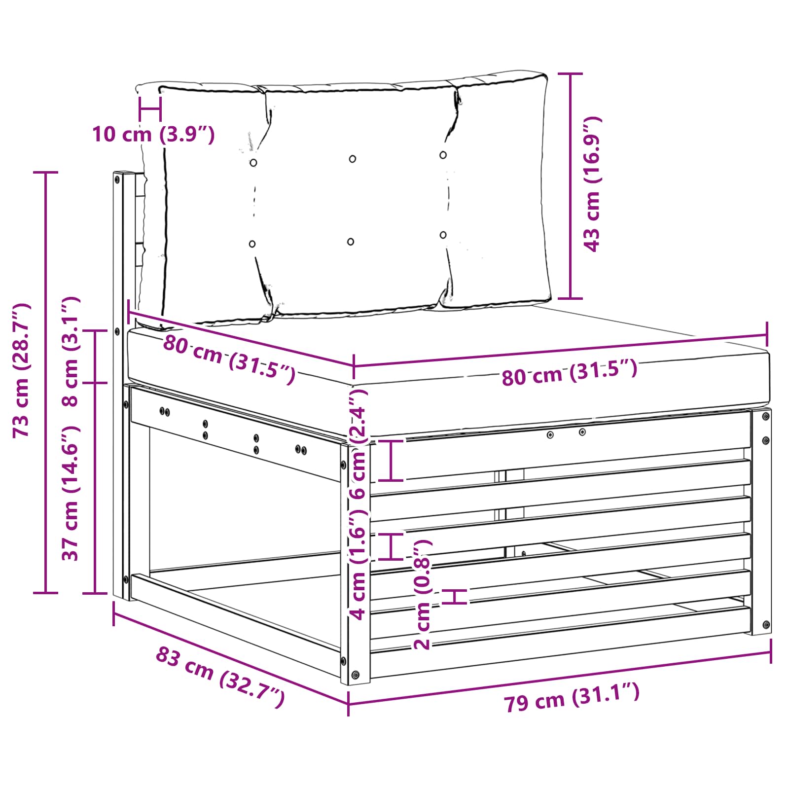 Set vanjskih sofa s jastukom 3 pcs Prirodna i antracit