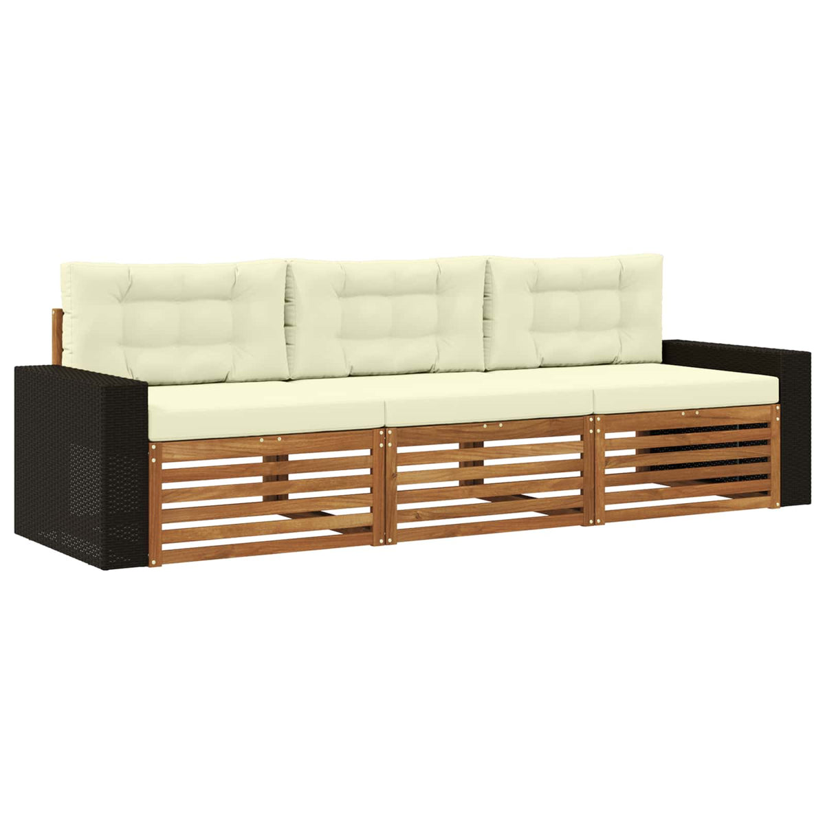 Set vanjskih sofa s jastukom 3 pcs Prirodna i krem Poliester