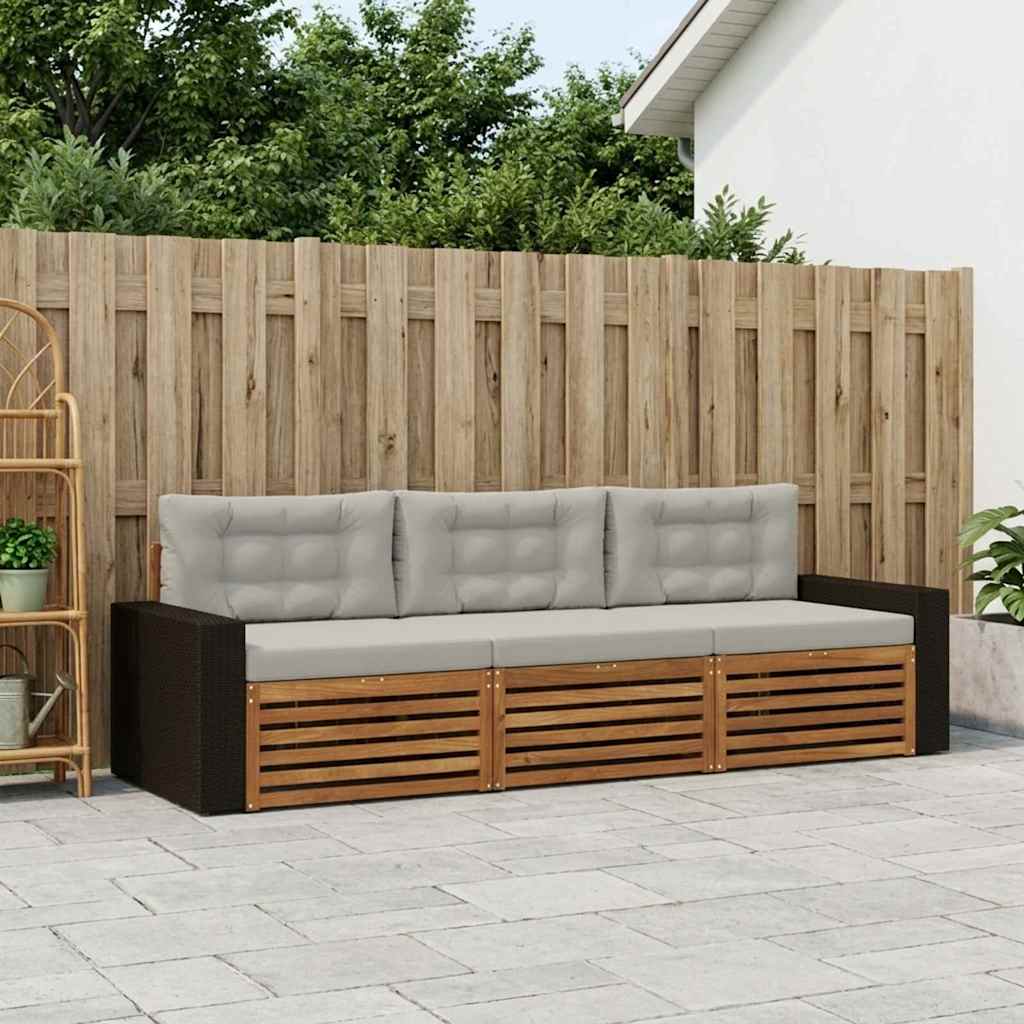 Set vanjskih sofa 3 pcs Prirodna i svjetlosiva Poliester