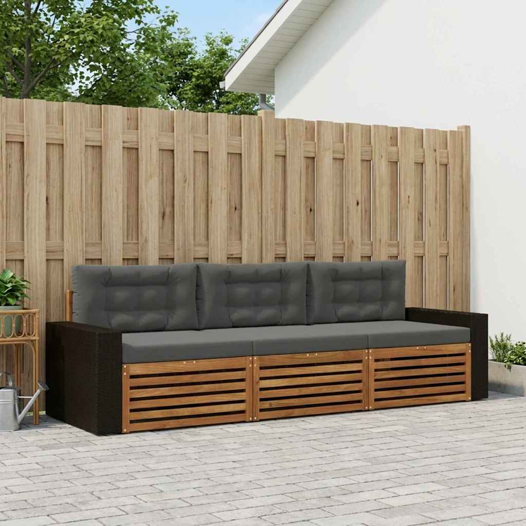 Set vanjskih sofa 3 pcs Prirodna i antracit Poliester