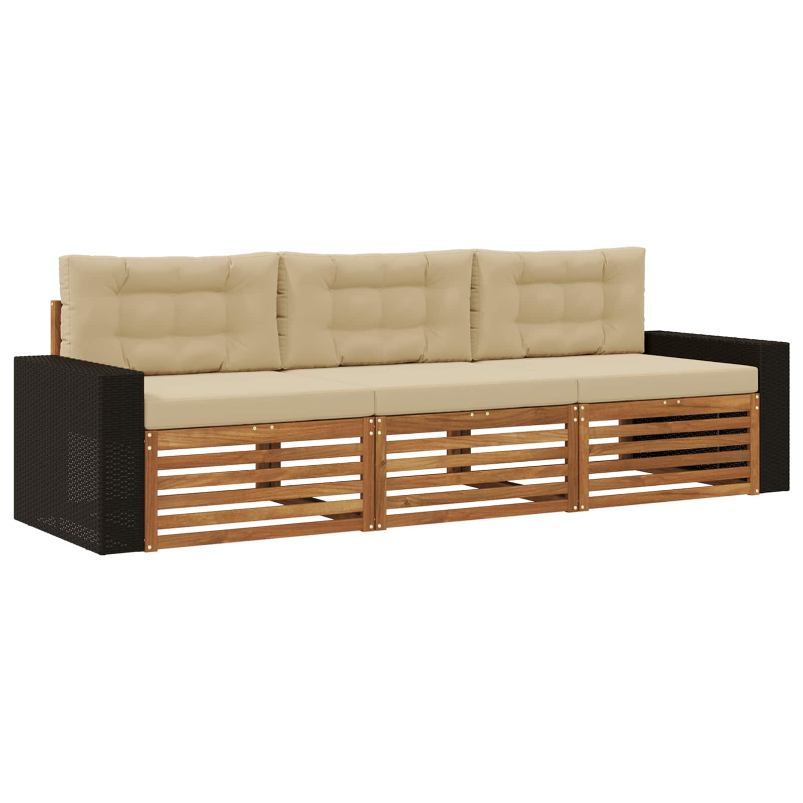 Set vanjskih sofa s jastukom 3 pcs Prirodna i bež Poliester