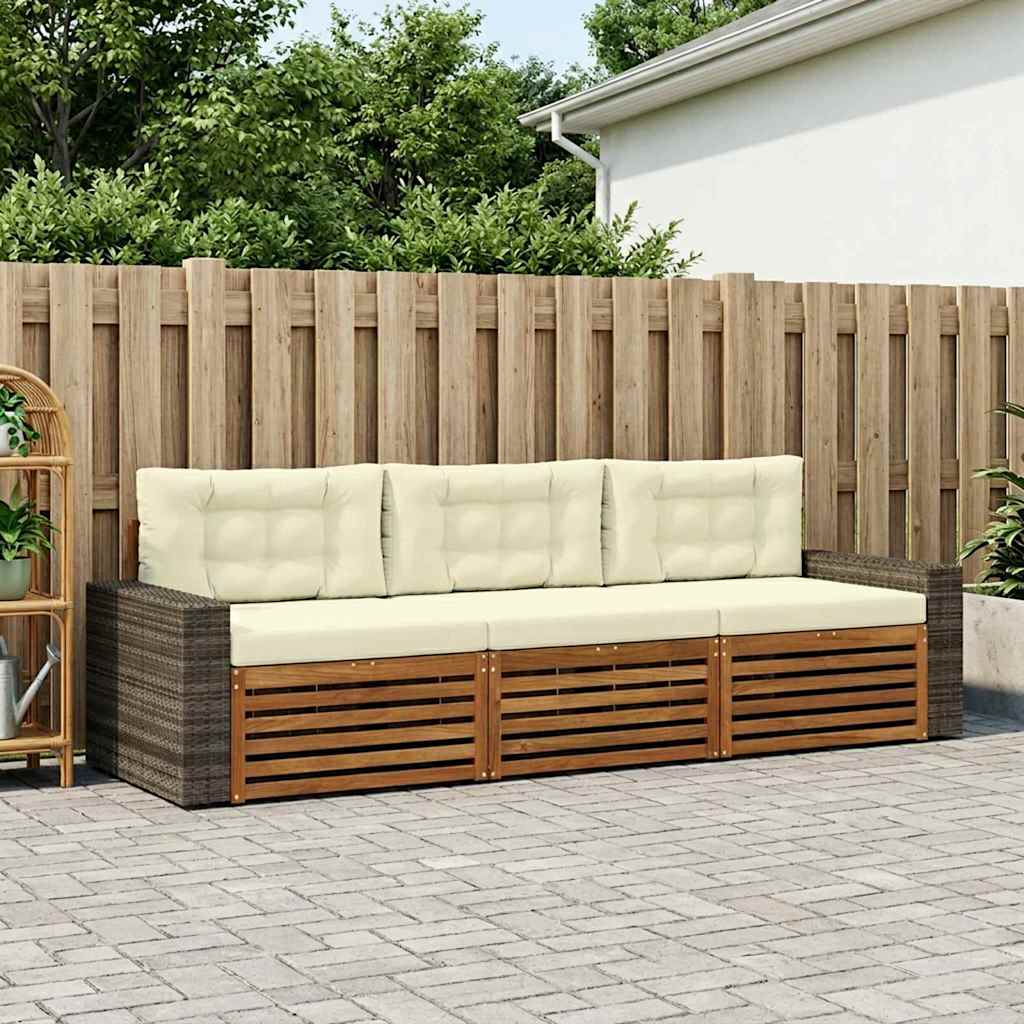 Set vanjskih sofa s jastukom 3 pcs Prirodna i krem Poliester