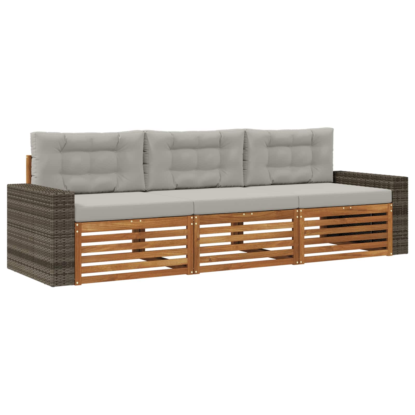 Set vanjskih sofa 3 pcs Prirodna i svjetlosiva Poliester