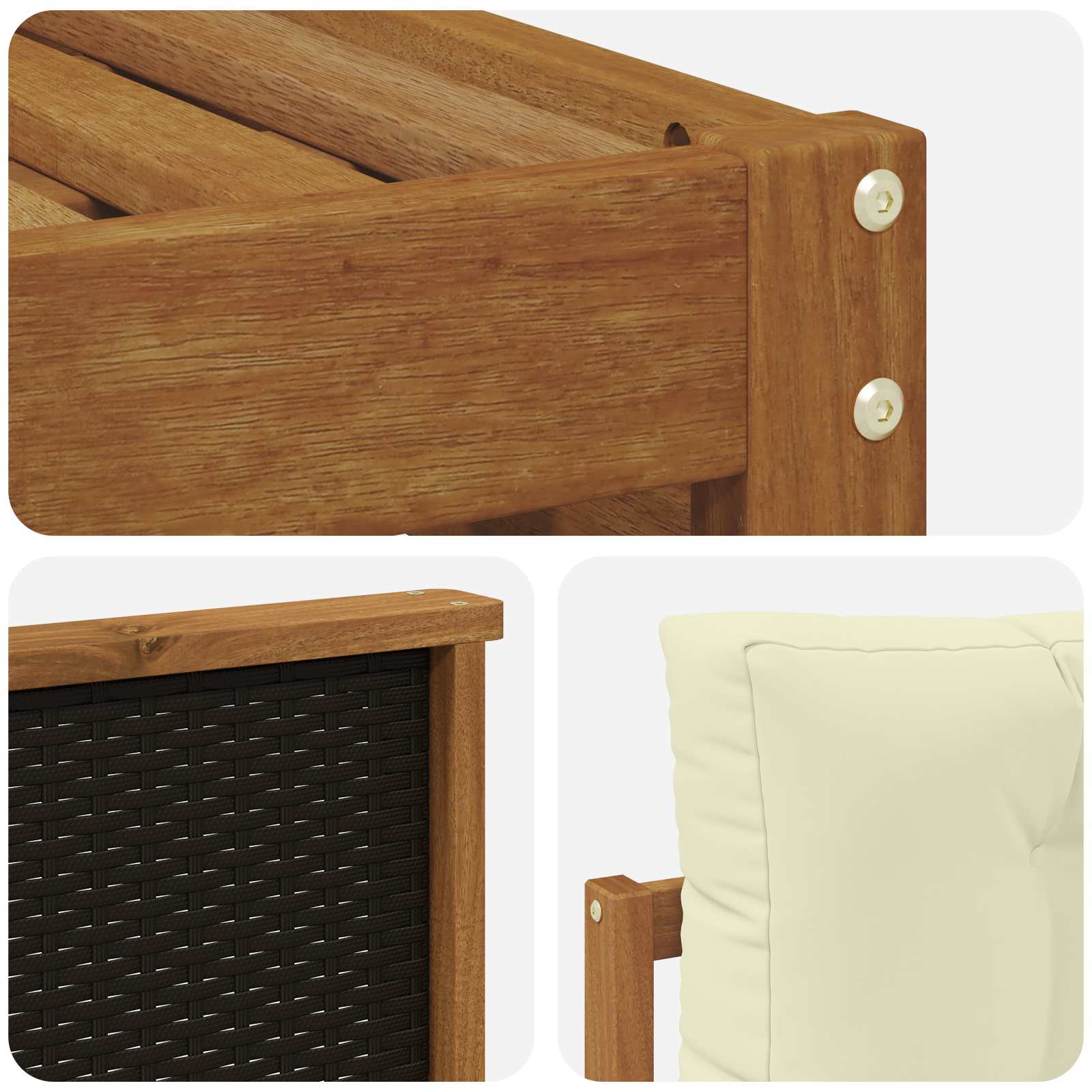 Set vanjskih sofa 5 pcs Prirodna i krem Čvrsto drvo akacije