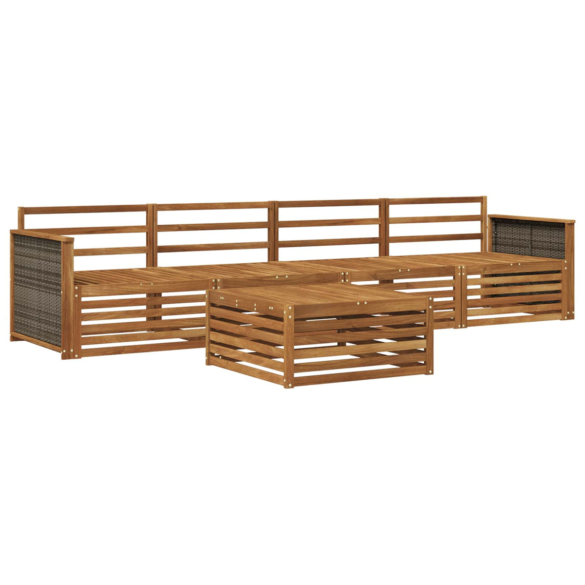 Set vanjskih sofa 5 kom. Prirodna Čvrsto drvo akacije 79 x 79 x 37 cm