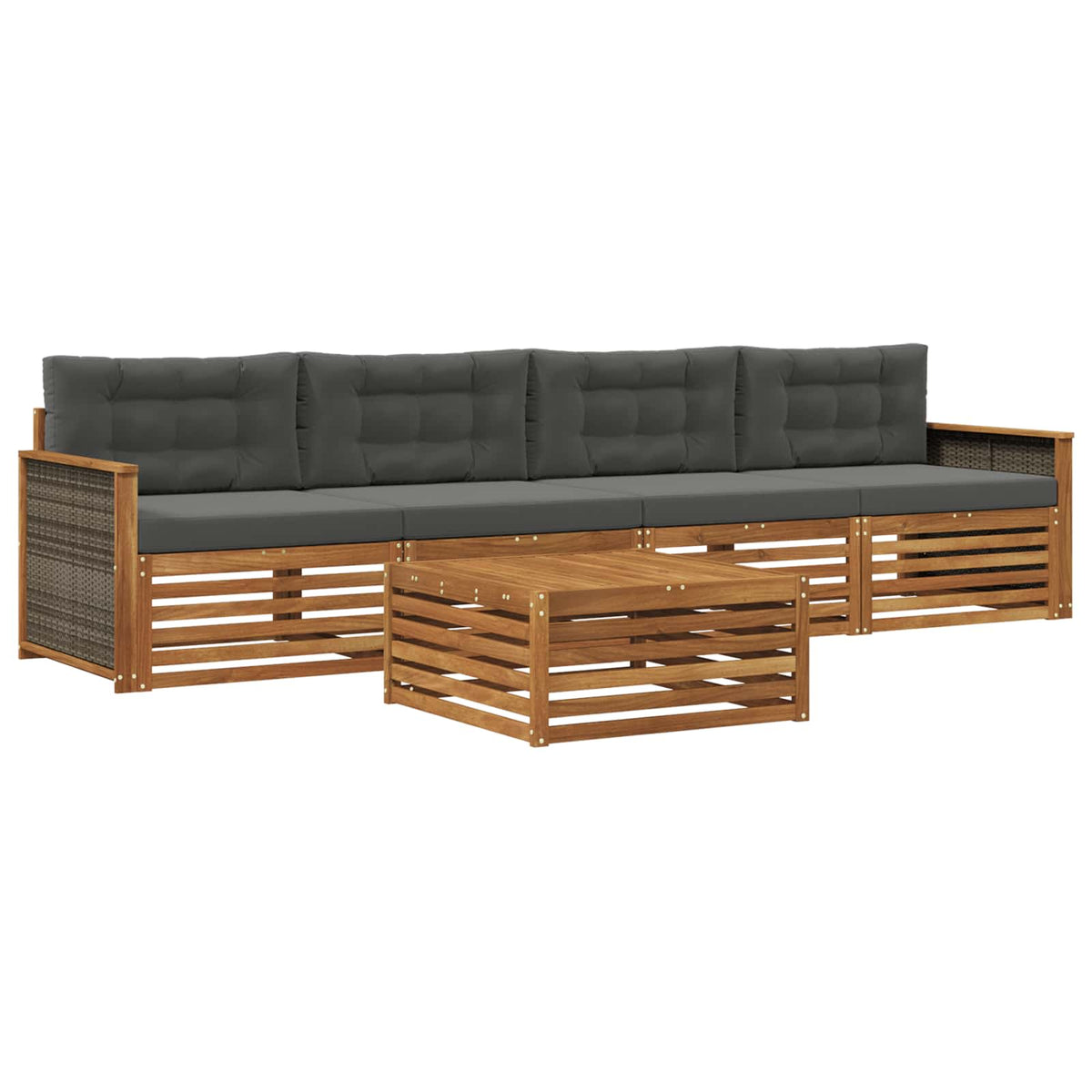 Set vanjskih sofa 5 kom. Prirodna i antracit
