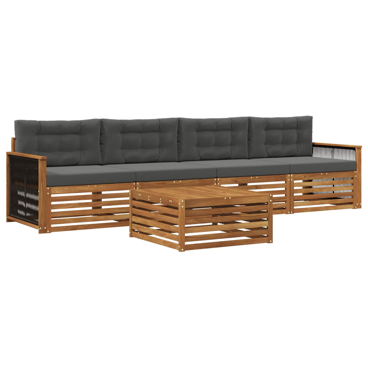 Set vanjskih sofa 5 kom. Prirodna i antracit