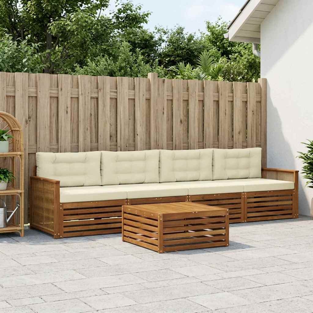 Set vanjskih sofa 5 kom. Prirodna i krem