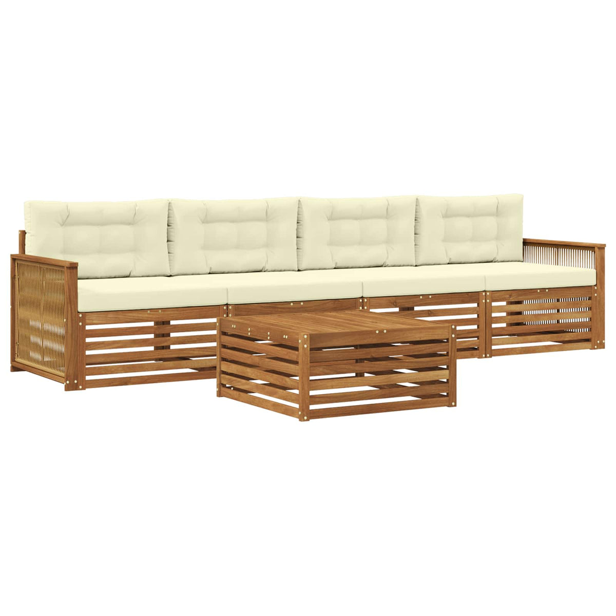 Set vanjskih sofa 5 kom. Prirodna i krem