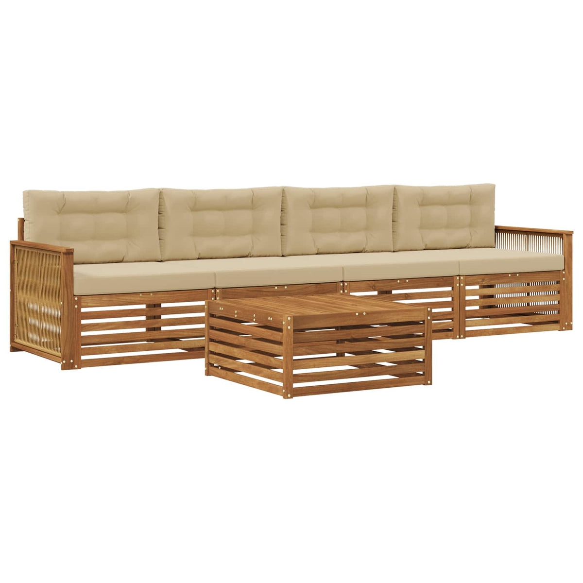 Set vanjskih sofa 5 kom. Prirodna i bež