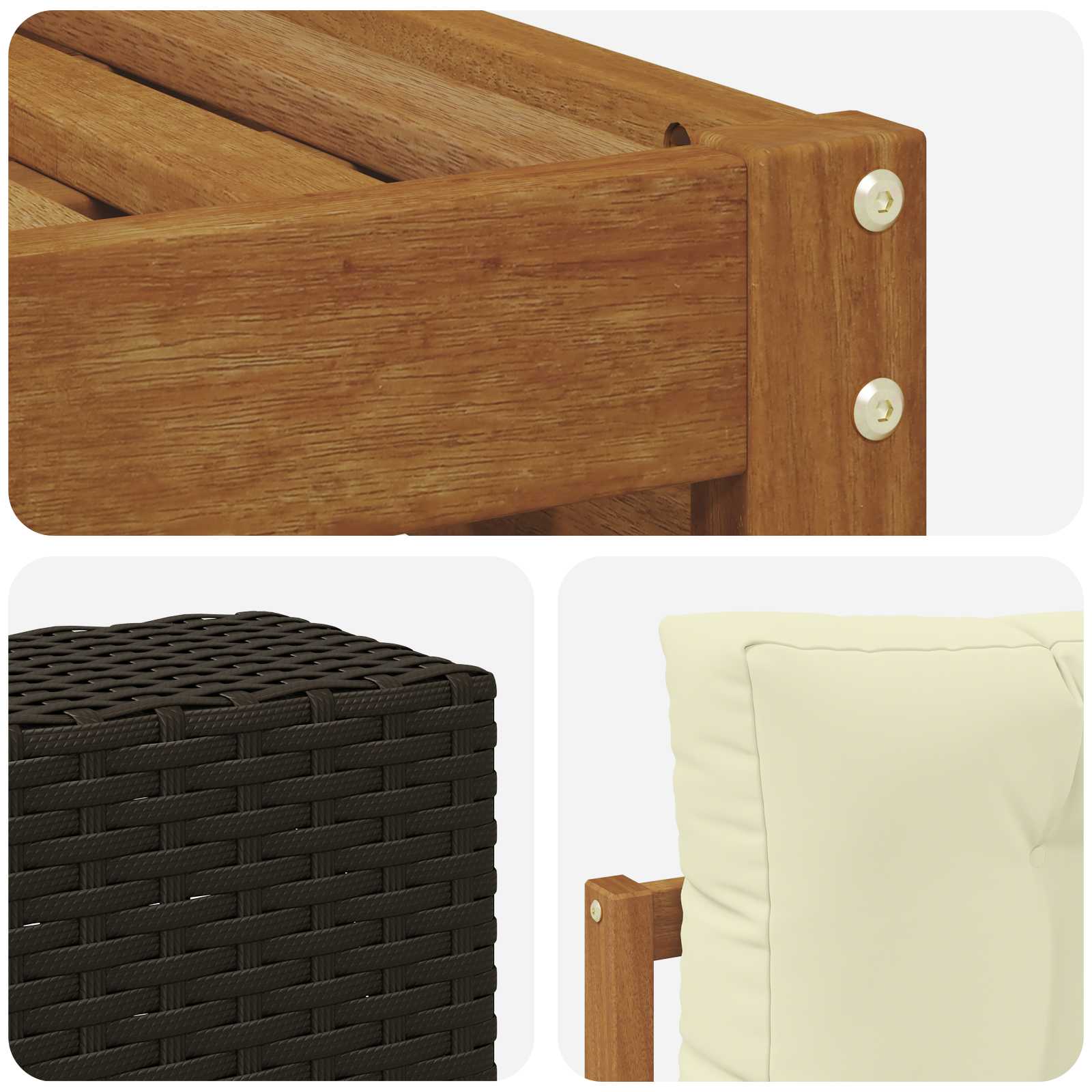 Set vanjskih sofa 5 pcs Prirodna i krem Čvrsto drvo akacije