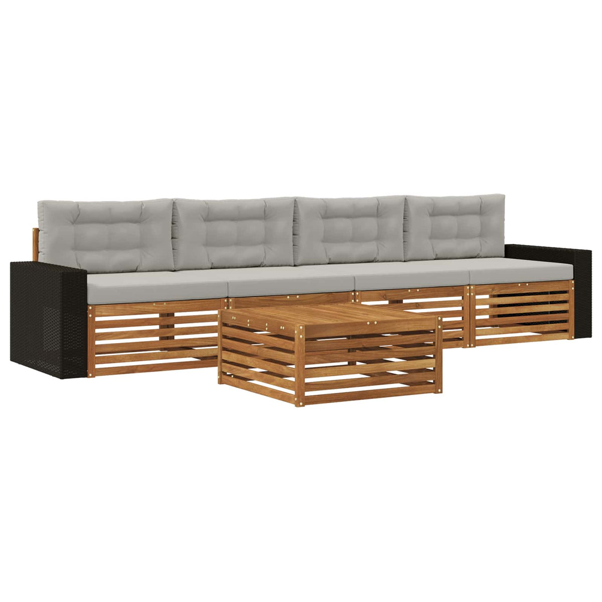 Set vanjskih sofa 5 kom. Prirodna i svjetlosiva