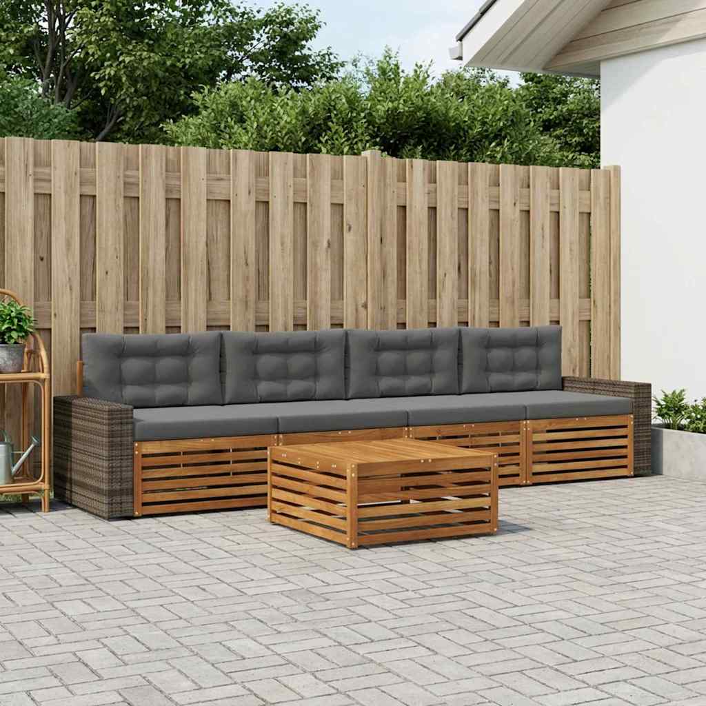 Set vanjskih sofa 5 kom. Prirodna i antracit