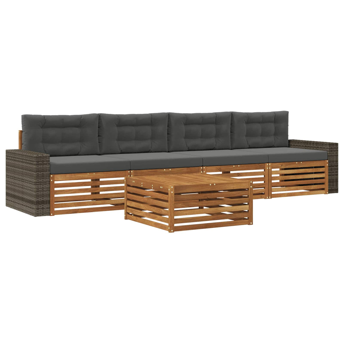 Set vanjskih sofa 5 kom. Prirodna i antracit