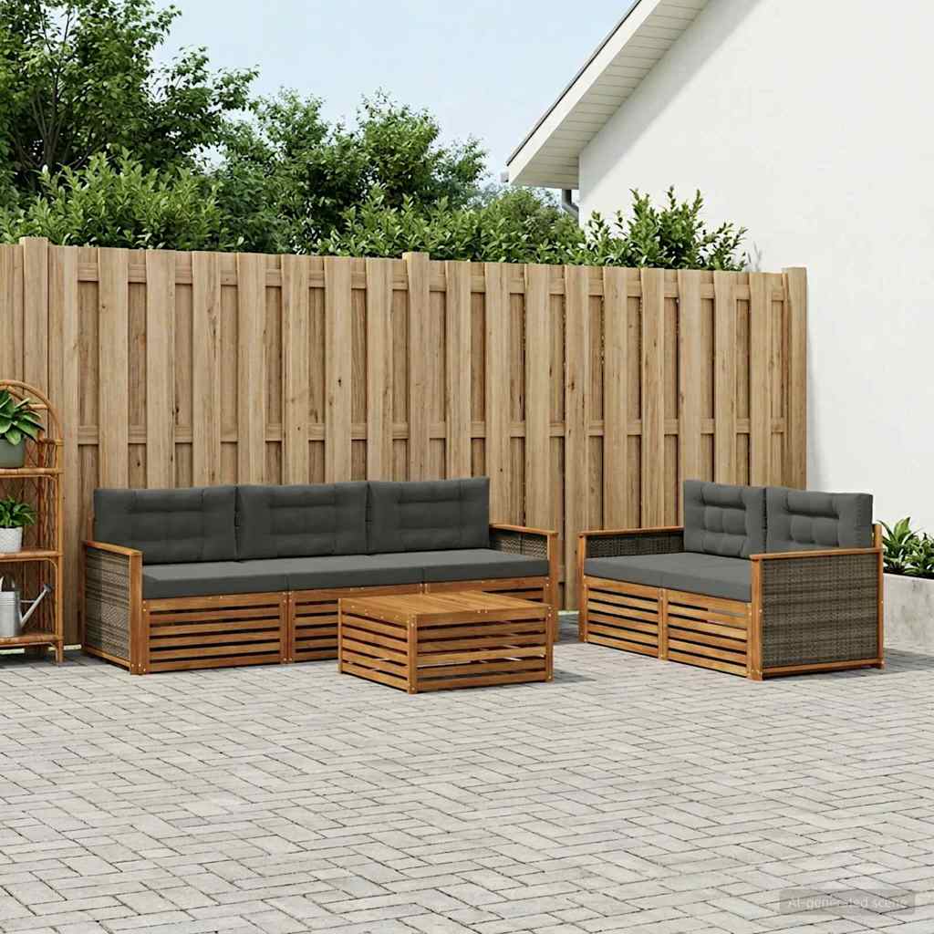 Set vanjskih sofa 6 kom. Prirodna i antracit